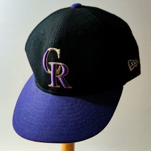 New Era Colorado Rockies Black And Purple Adjustable Strap‎ Hat Vintage